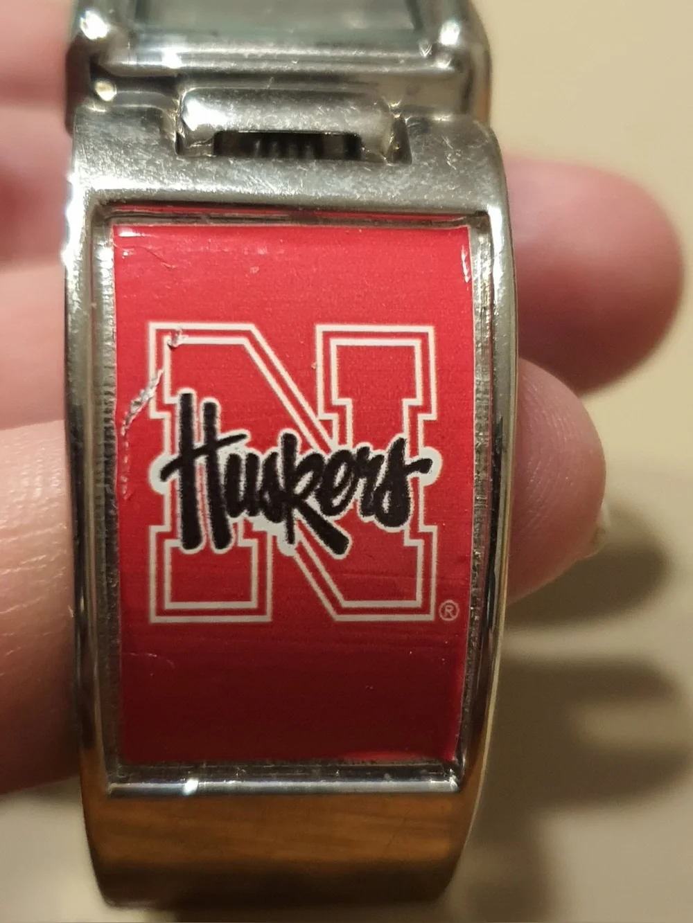 🦋10/$20🦋 Geneva Platinum Nebraska Huskers Silver/Red Women's Cuff Watch